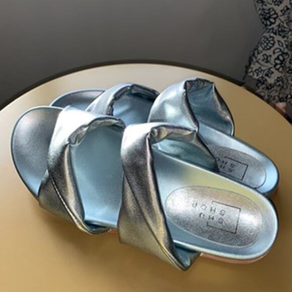 Blue Metallic Cayena Slip-on Sandals by Shu Shop Women's 9 NEW NIB - Picture 6 of 6